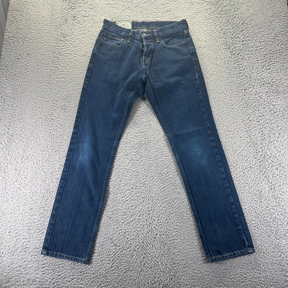 Hollister Jeans Men's 29x30 Blue Cotton Denim Skinny Button Fly Workwear‎ Faded